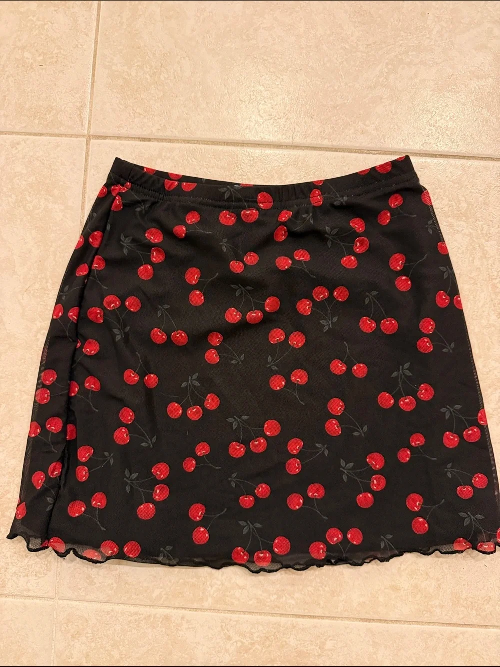 Black Cherry Print Skirt. Size xs - Picture 1 of 3